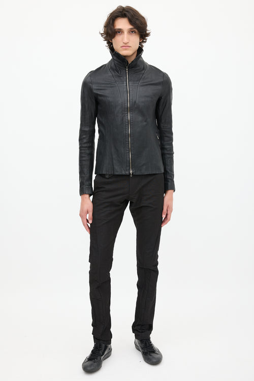 Julius Winter 2010 Black Leather Zip Jacket