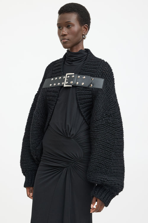  Junya Watanabe black wool knit cardigan 