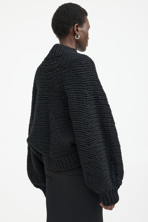  Junya Watanabe black wool knit cardigan 