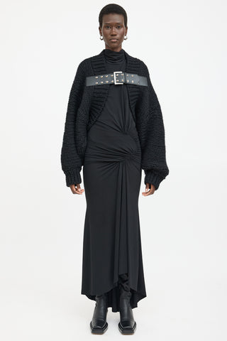  Junya Watanabe black wool knit cardigan 