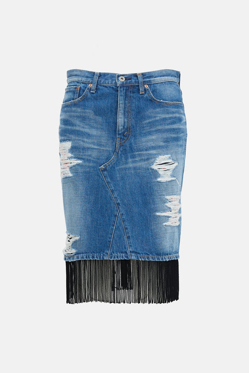 Junya Watanabe 2013 Denim Distressed Skirt