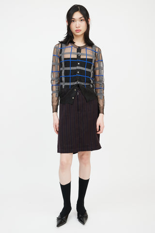 Junya Watanabe AD 2012 Black & Multicolour Check Mesh Cardigan