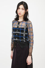 Junya Watanabe AD 2012 Black & Multicolour Check Mesh Cardigan