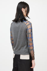 Junya Watanabe AD 2012 Black & Multicolour Check Mesh Cardigan