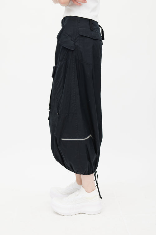 Junya Watanabe Black Cargo Drawstring Skirt