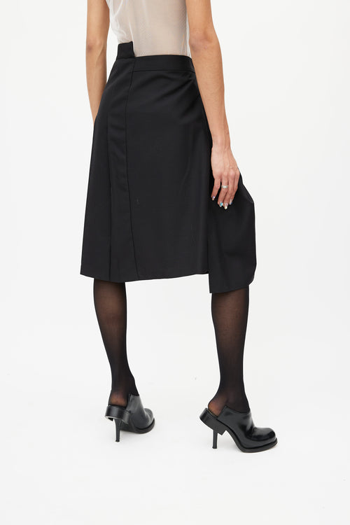 Junya Watanabe Black Pleated Wrap Skirt