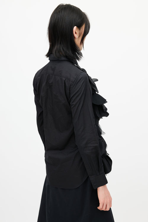 Junya Watanabe Black Ruffled Patchwork Shirt