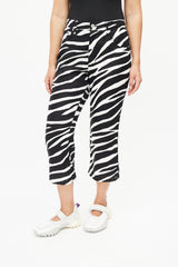 Junya Watanabe Black & White Linen Print Cropped Pant