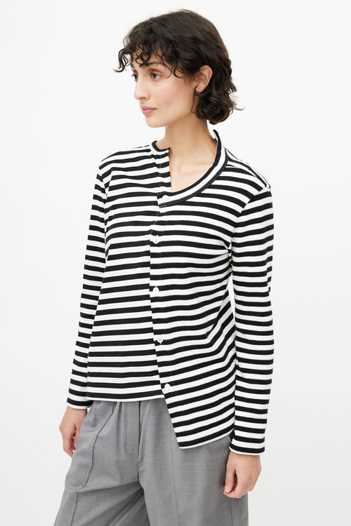 Junya Watanabe Black & White Striped Knit Asymmetrical Cardigan
