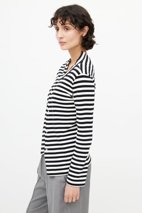 Junya Watanabe Black & White Striped Knit Asymmetrical Cardigan
