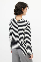 Junya Watanabe Black & White Striped Knit Asymmetrical Cardigan