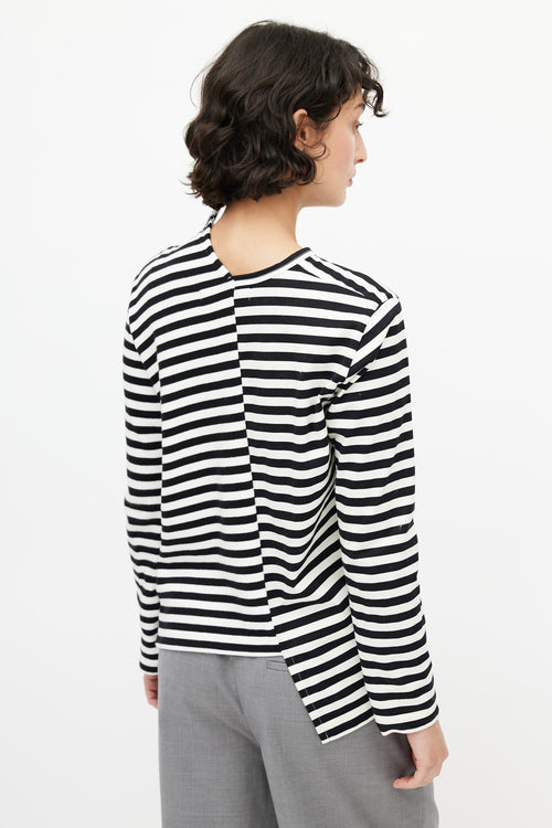 Junya Watanabe Black & White Striped Knit Asymmetrical Cardigan