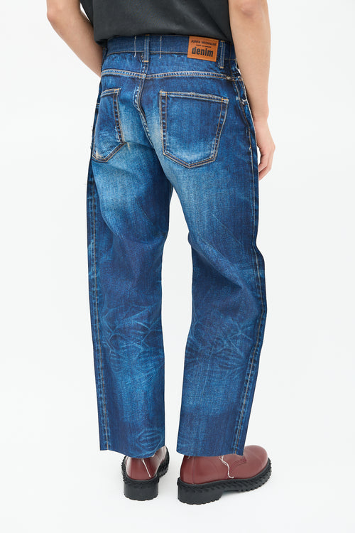 Junya Watanabe Blue Denim Effect Print Pant