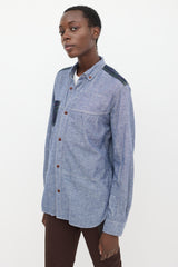 Junya Watanabe Blue & Green Chambray Plaid Shirt