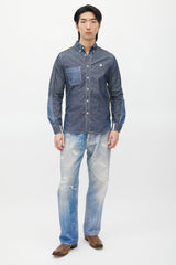 Junya Watanabe Blue & Green Panelled Chambray Shirt