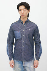 Junya Watanabe Blue & Green Panelled Chambray Shirt