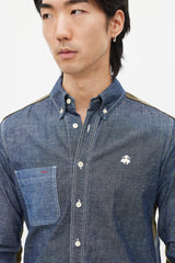 Junya Watanabe Blue & Green Panelled Chambray Shirt