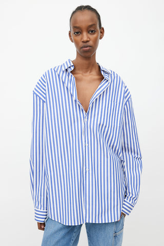 Junya Watanabe Blue & White Stripe Oversized Shirt