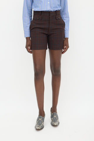 Junya Watanabe Brown & Red Wool Plaid Shorts