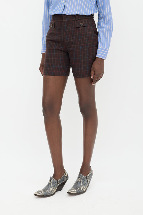 Junya Watanabe Brown & Red Wool Plaid Shorts