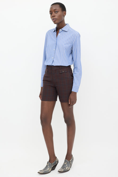 Junya Watanabe Brown & Red Wool Plaid Shorts