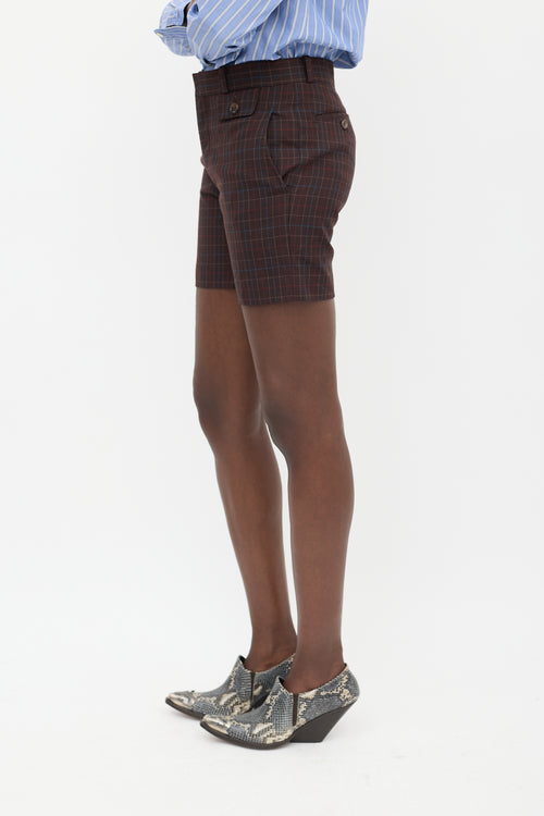 Junya Watanabe Brown & Red Wool Plaid Shorts