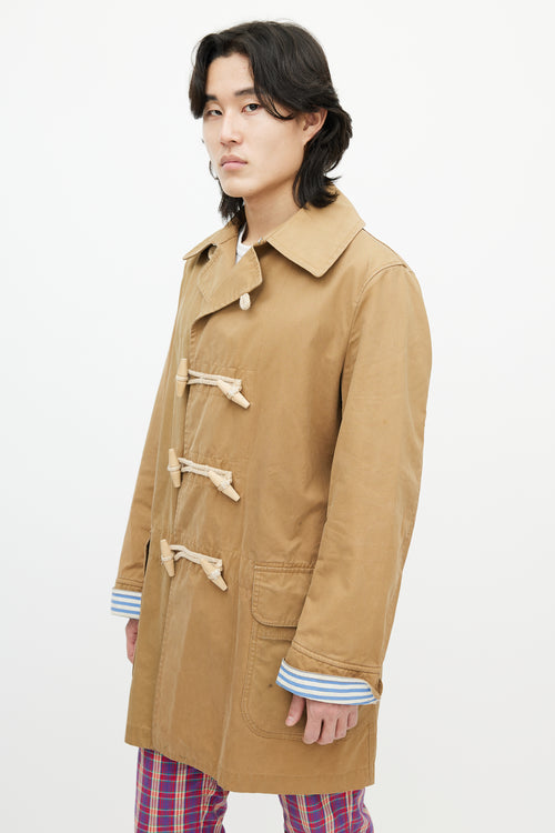 Junya Watanabe Brown Waxed Toggle Coat