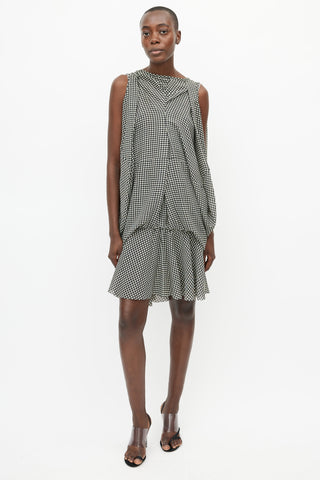 Junya Watanabe Cream & Brown Gingham Puff Dress