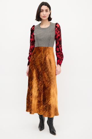 Junya Watanabe FW 2012 Multicolour Tweed & Velvet Dress
