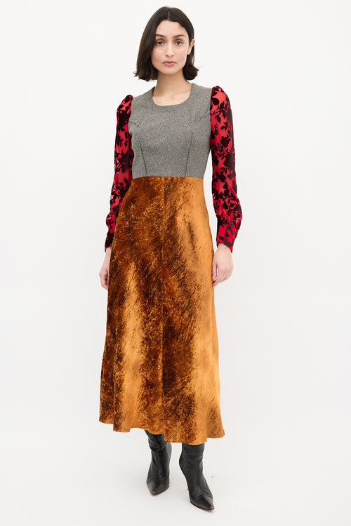 Junya Watanabe FW 2012 Multicolour Tweed & Velvet Dress