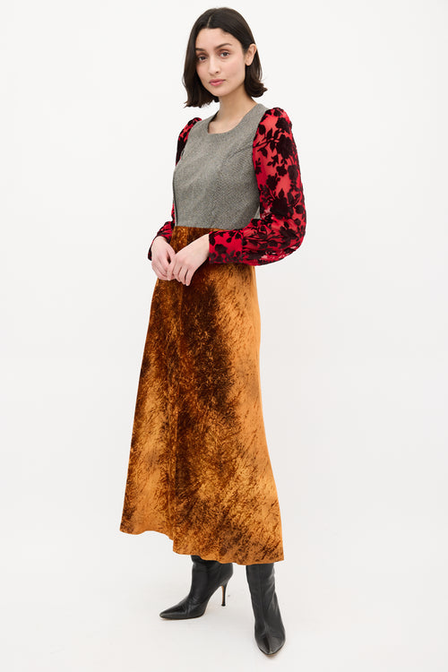 Junya Watanabe FW 2012 Multicolour Tweed & Velvet Dress