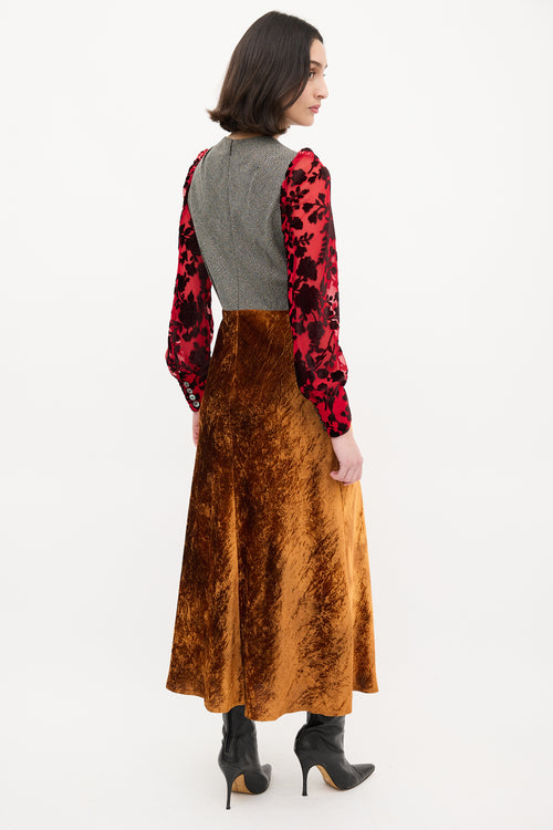 Junya Watanabe FW 2012 Multicolour Tweed & Velvet Dress