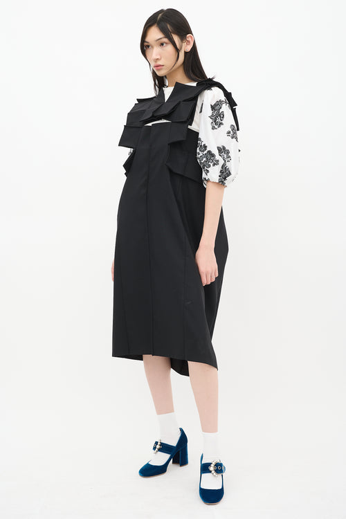 Junya Watanabe FW 2016 Black Wool Origami Midi Dress