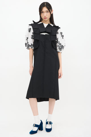 Junya Watanabe FW 2016 Black Wool Origami Midi Dress