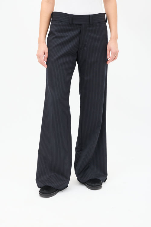 Junya Watanabe FW 2018 Black Wool Pinstripe Flared Trouser