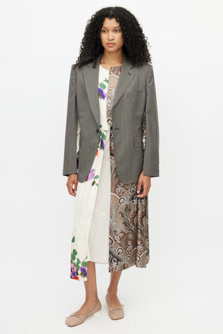 Junya Watanabe F/W 2019 Brown & Multi Print Blazer Dress