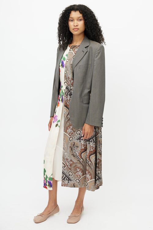 Junya Watanabe F/W 2019 Brown & Multi Print Blazer Dress