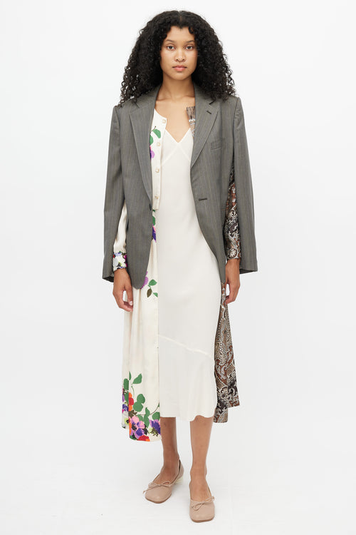 Junya Watanabe F/W 2019 Brown & Multi Print Blazer Dress
