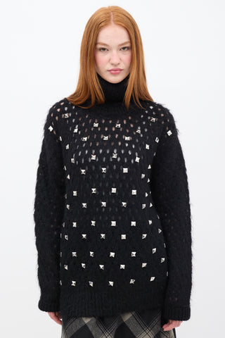 Junya Watanabe FW 2020 Black Mohair Studded Turtleneck Sweater