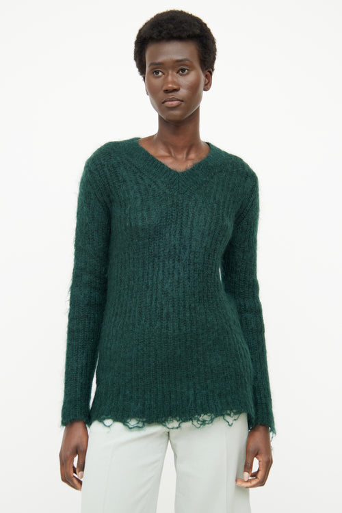 Junya Watanabe Green Mohair Long Sleeve Sweater