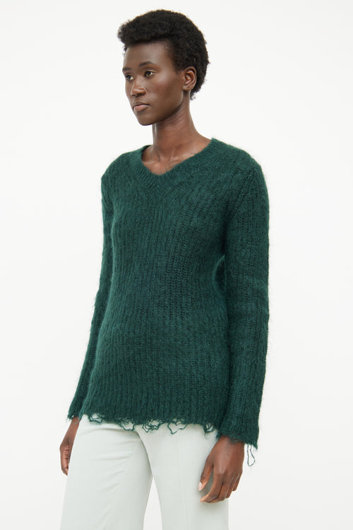 Junya Watanabe Green Mohair Long Sleeve Sweater
