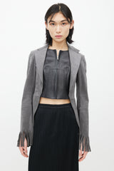 Junya Watanabe Grey & Black Leather Vest Fringe Blazer
