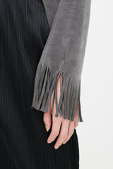 Junya Watanabe Grey & Black Leather Vest Fringe Blazer