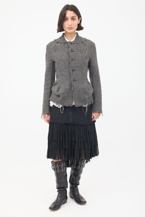 Junya Watanabe FW 2003 Grey & Brown Wool Tweed Fringed Jacket