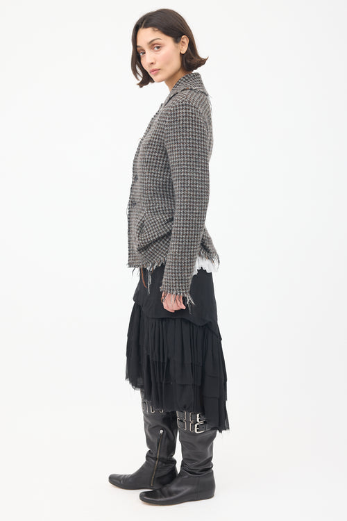 Junya Watanabe FW 2003 Grey & Brown Wool Tweed Fringed Jacket