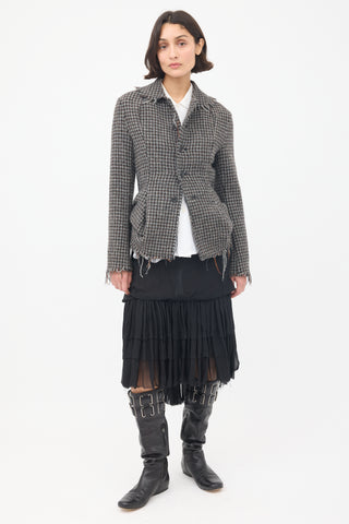 Junya Watanabe FW 2003 Grey & Brown Wool Tweed Fringed Jacket