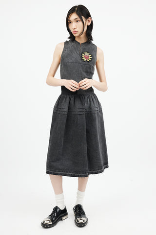 Junya Watanabe Grey Denim Twisted Embellished Dress