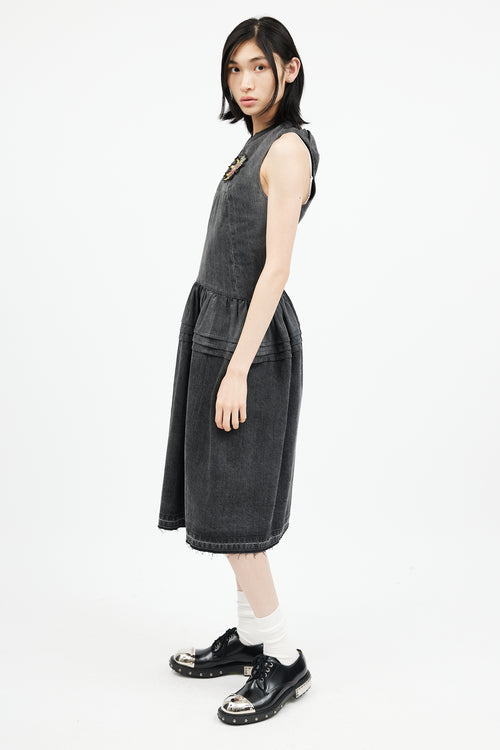 Junya Watanabe Grey Denim Twisted Embellished Dress