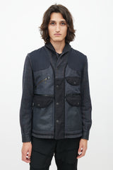 Junya Watanabe Navy Wool Tweed Reversible Field Jacket