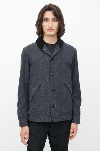 Junya Watanabe Navy Wool Tweed Reversible Field Jacket